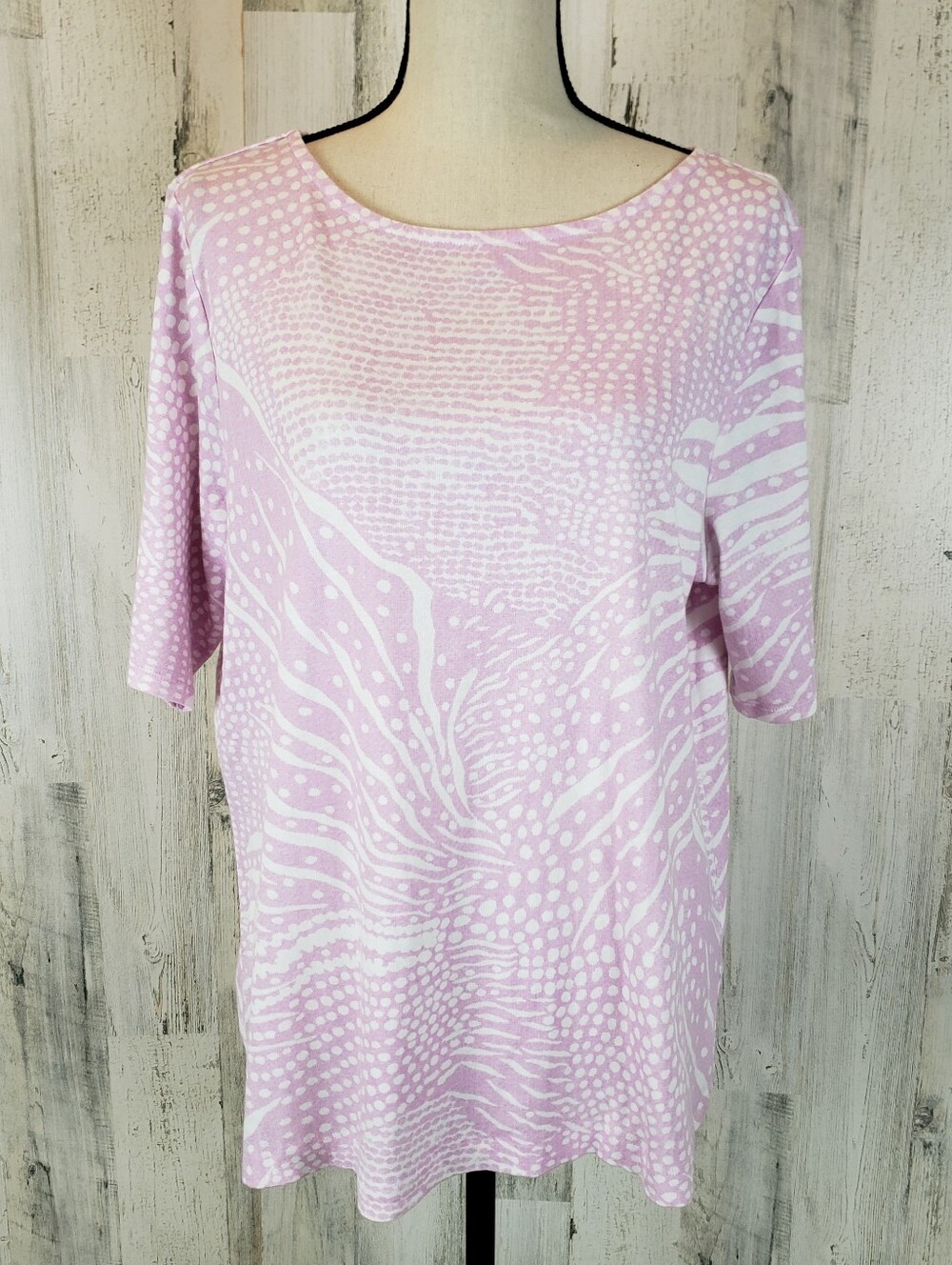 Chico's Light Pink & White Abstract Scoop Neck Tunic Size 3